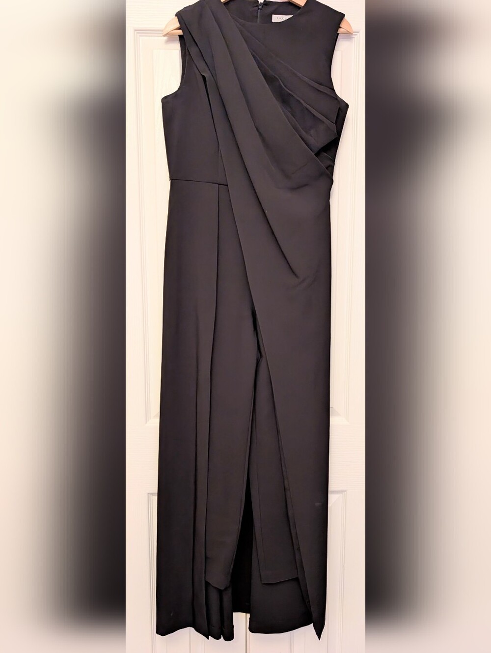 Kay Unger Black Draped Sleeveless Jumpsuit